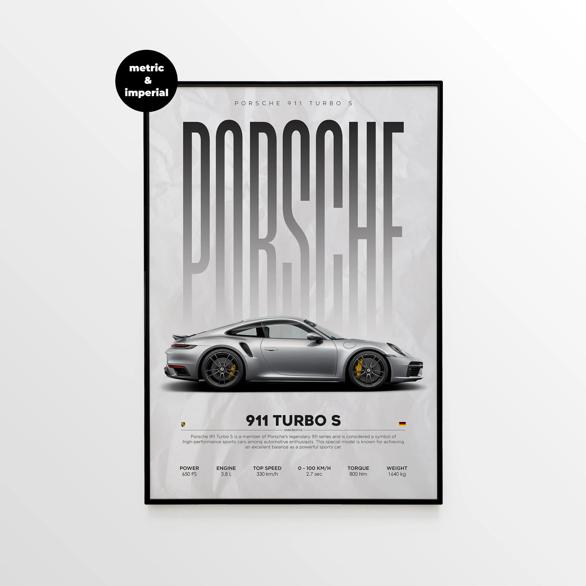 Porsche 911 Turbo S 992 Car Poster - image 1