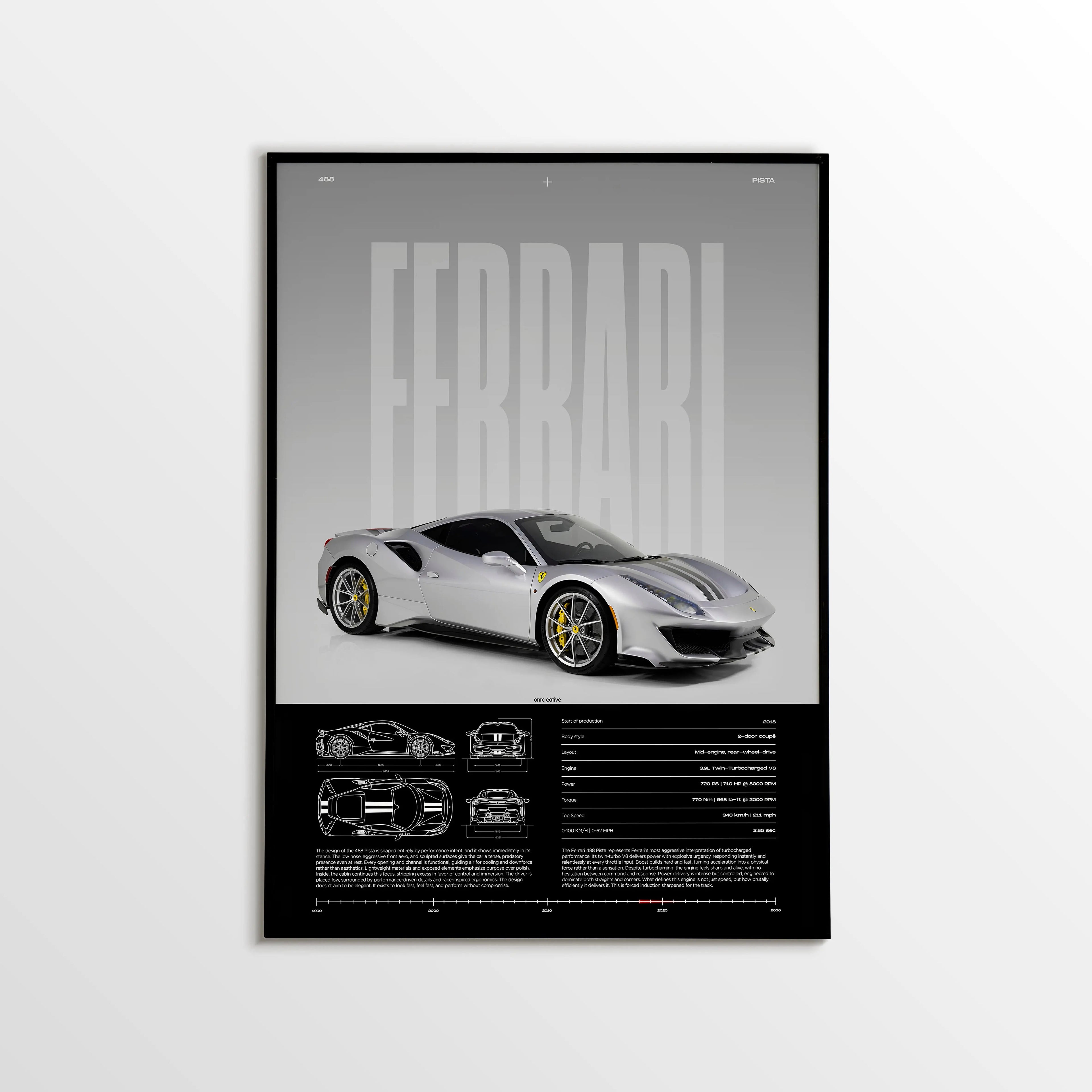 Ferrari 488 Pista Car Poster - image 1