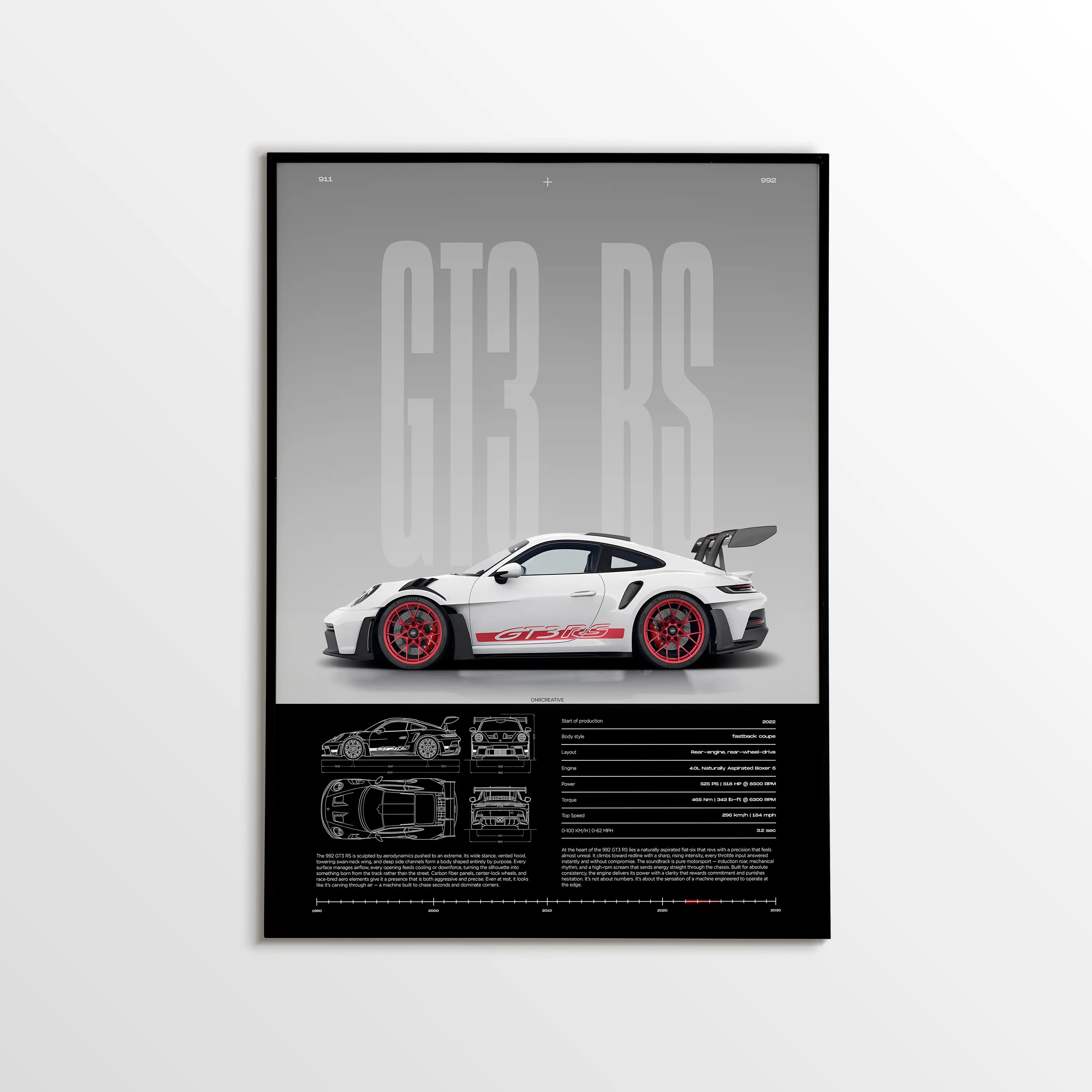 Porsche 911 GT3 RS 992 Car Poster - image 1