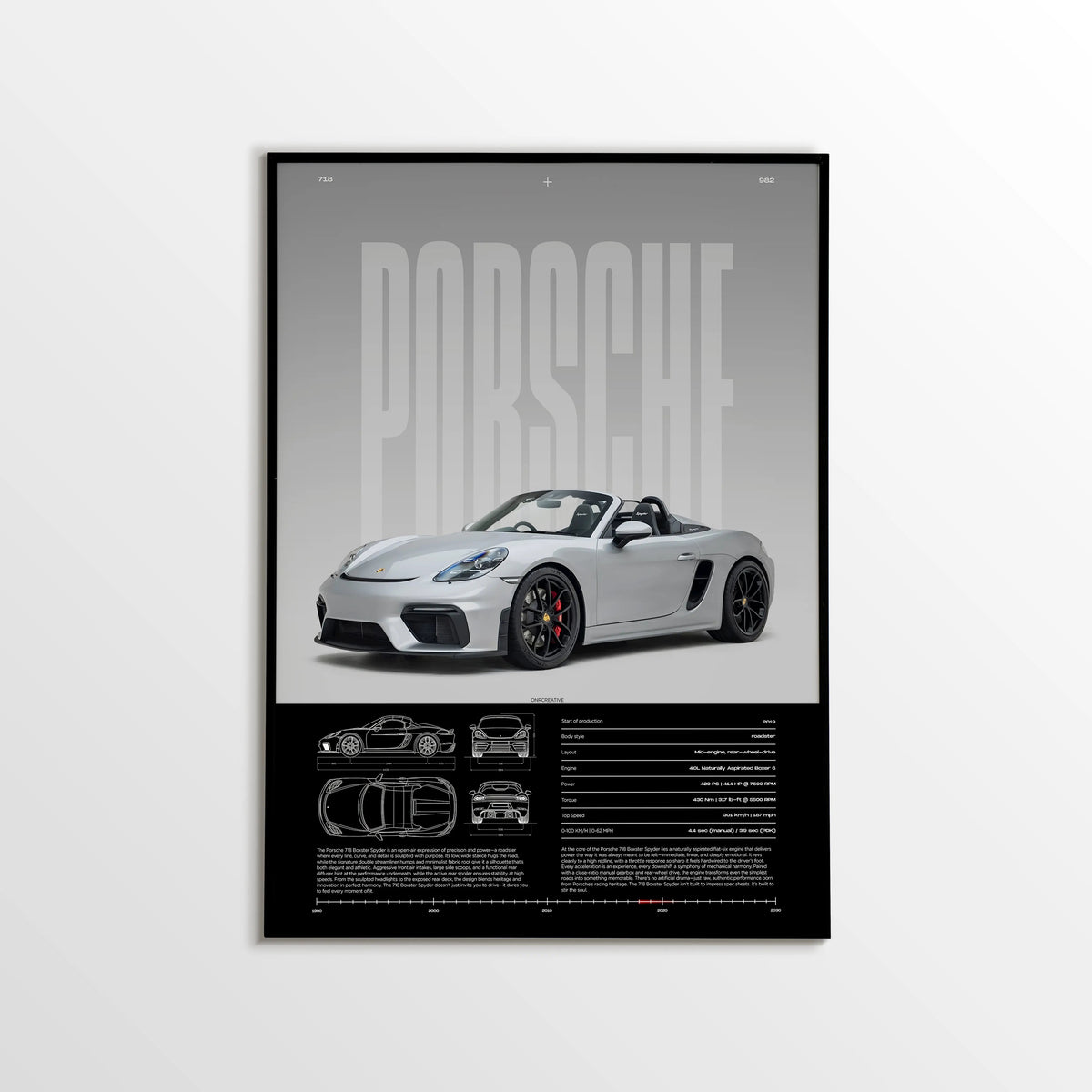 Porsche 718 Boxster Spyder Car Poster - image 1