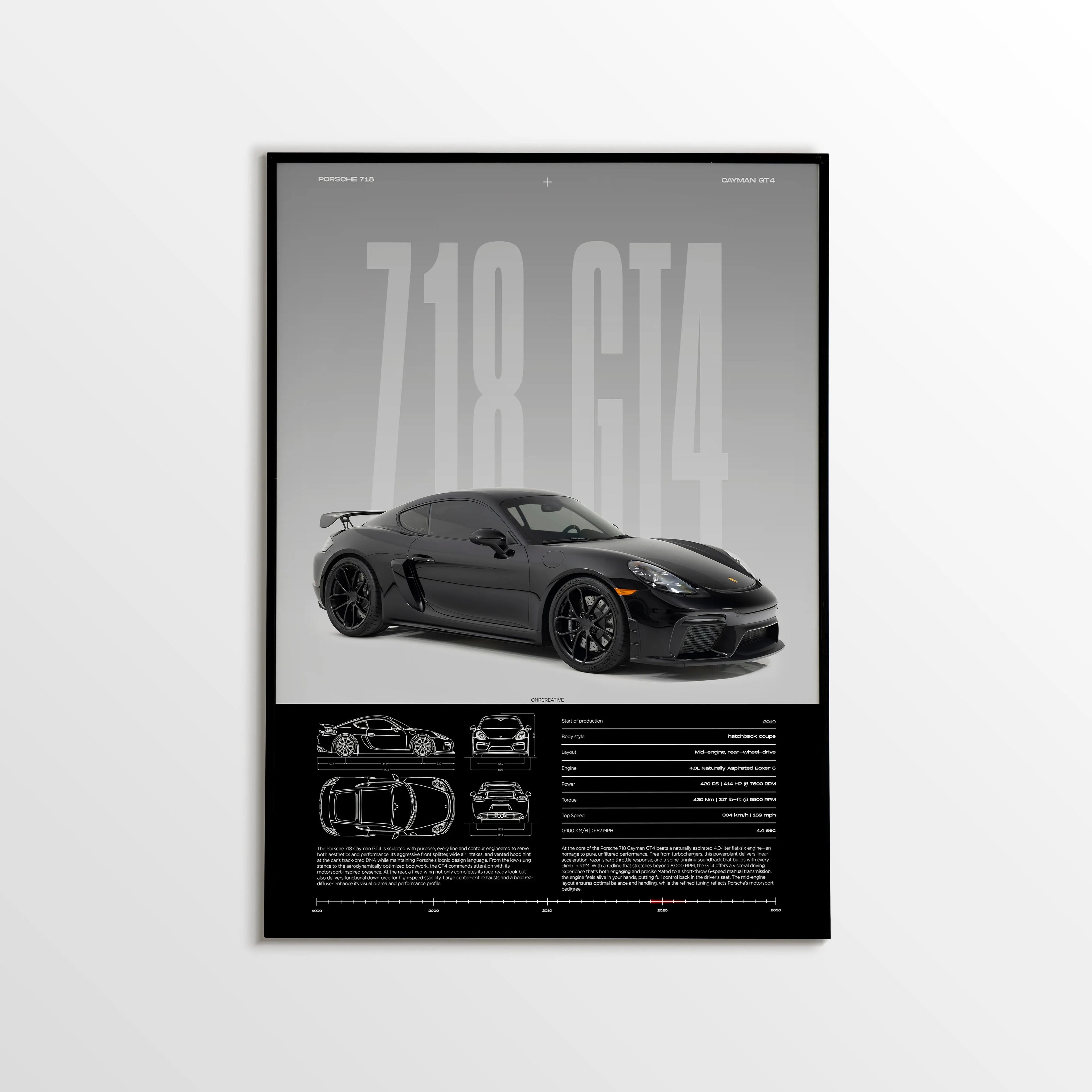 Porsche 718 Cayman GT4 Car Poster - image 1