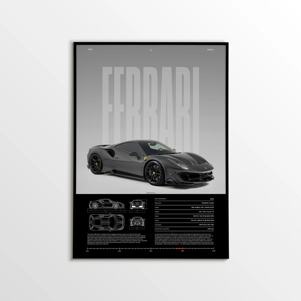 Ferrari 488 Pista Car Poster - image 1