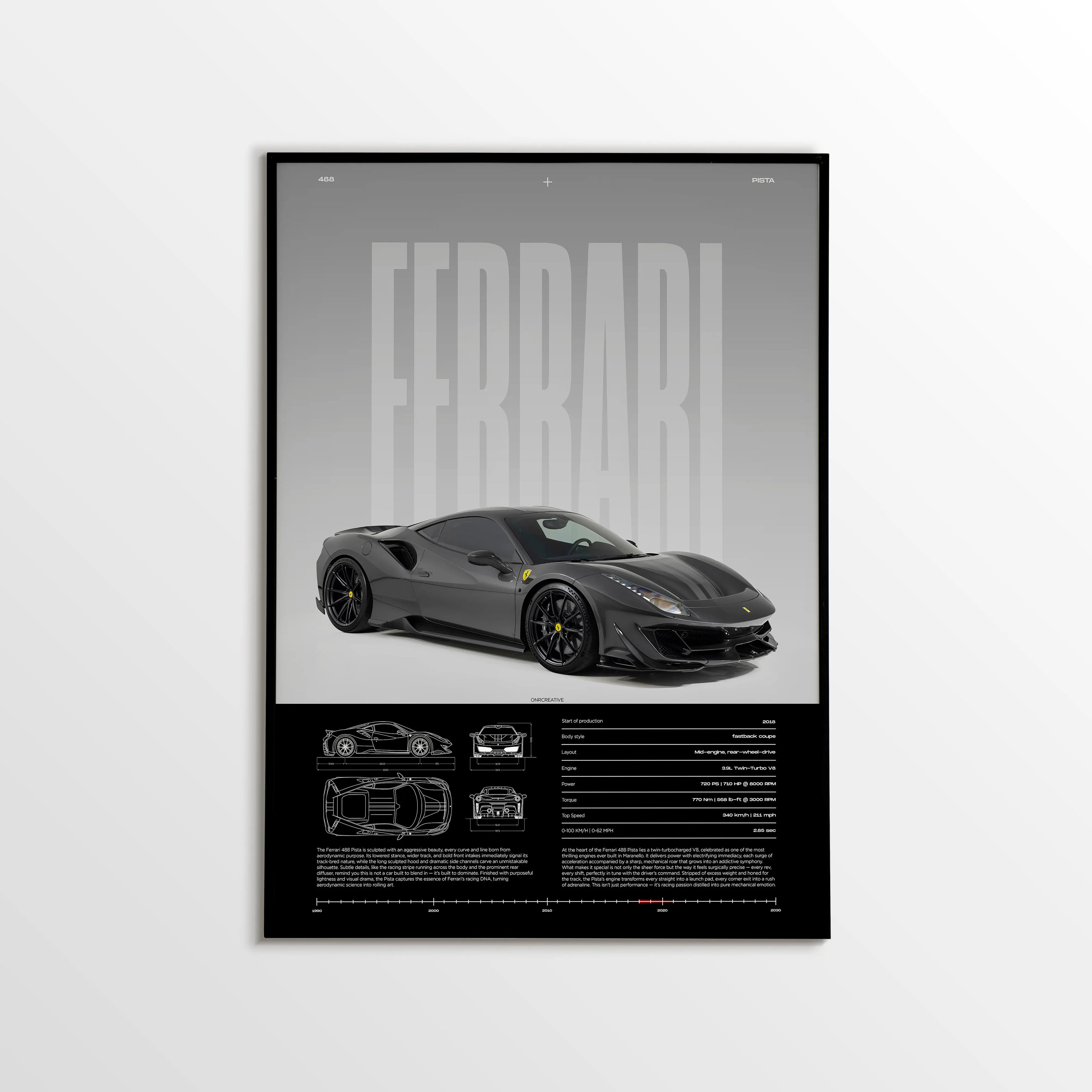 Ferrari 488 Pista Car Poster - image 1