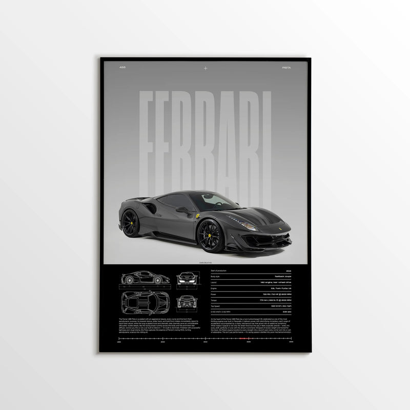 Ferrari 488 Pista Car Poster