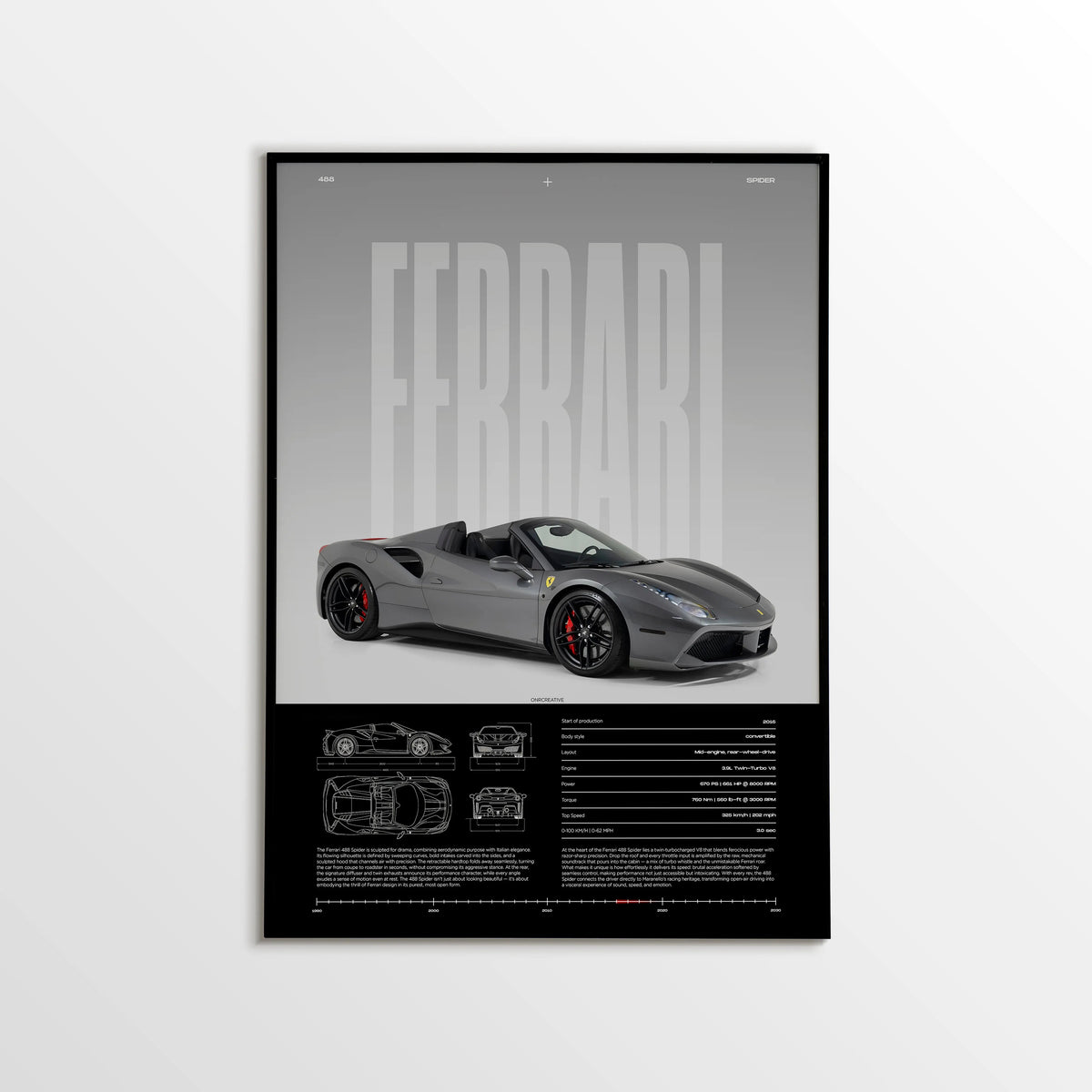 Ferrari 488 Spider Car Poster - image 1