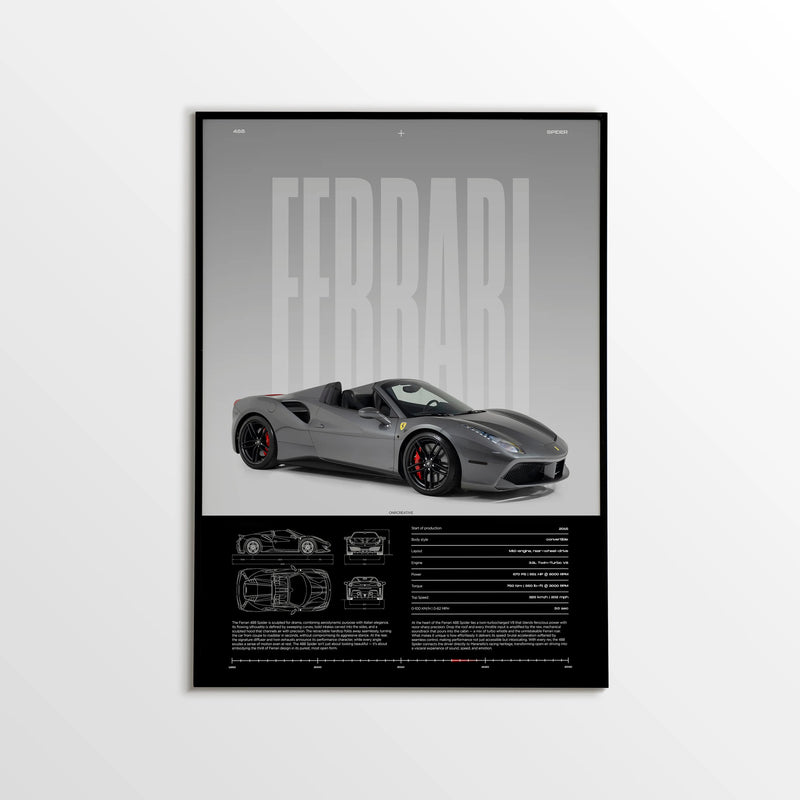 Ferrari 488 Spider Car Poster