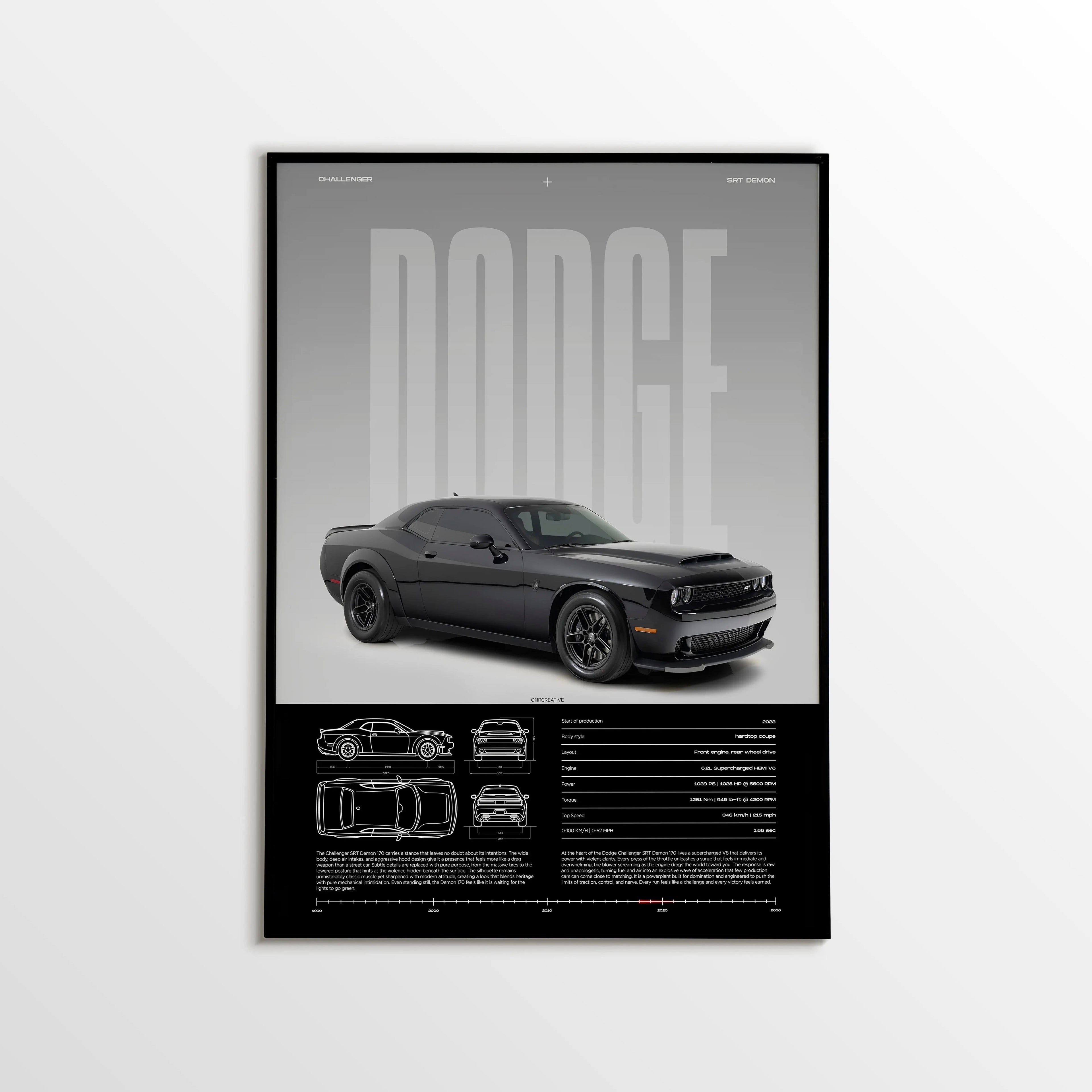 Dodge Challenger SRT Demon 170 Car Poster - image 1