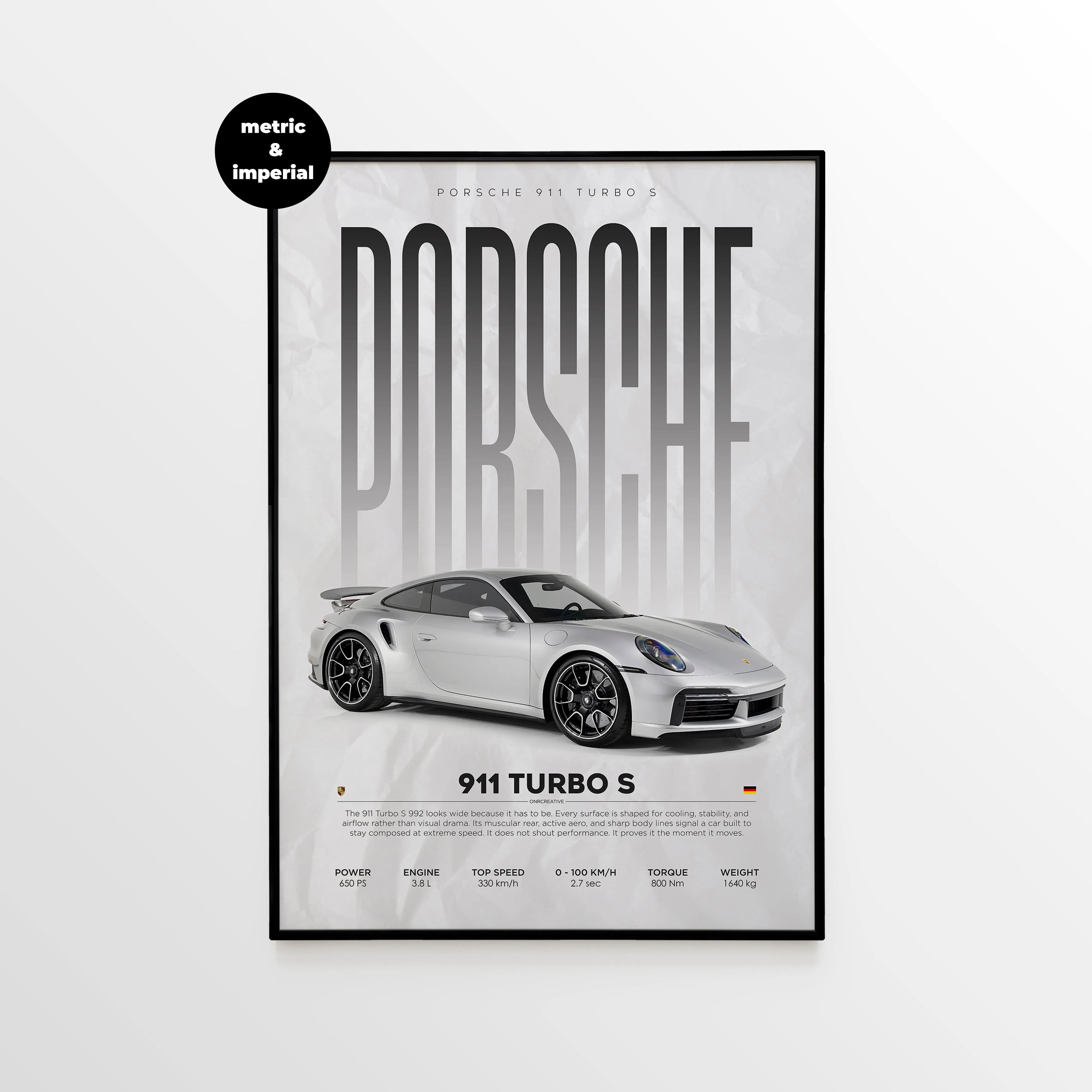Porsche 911 Turbo S 992 Car Poster - image 1