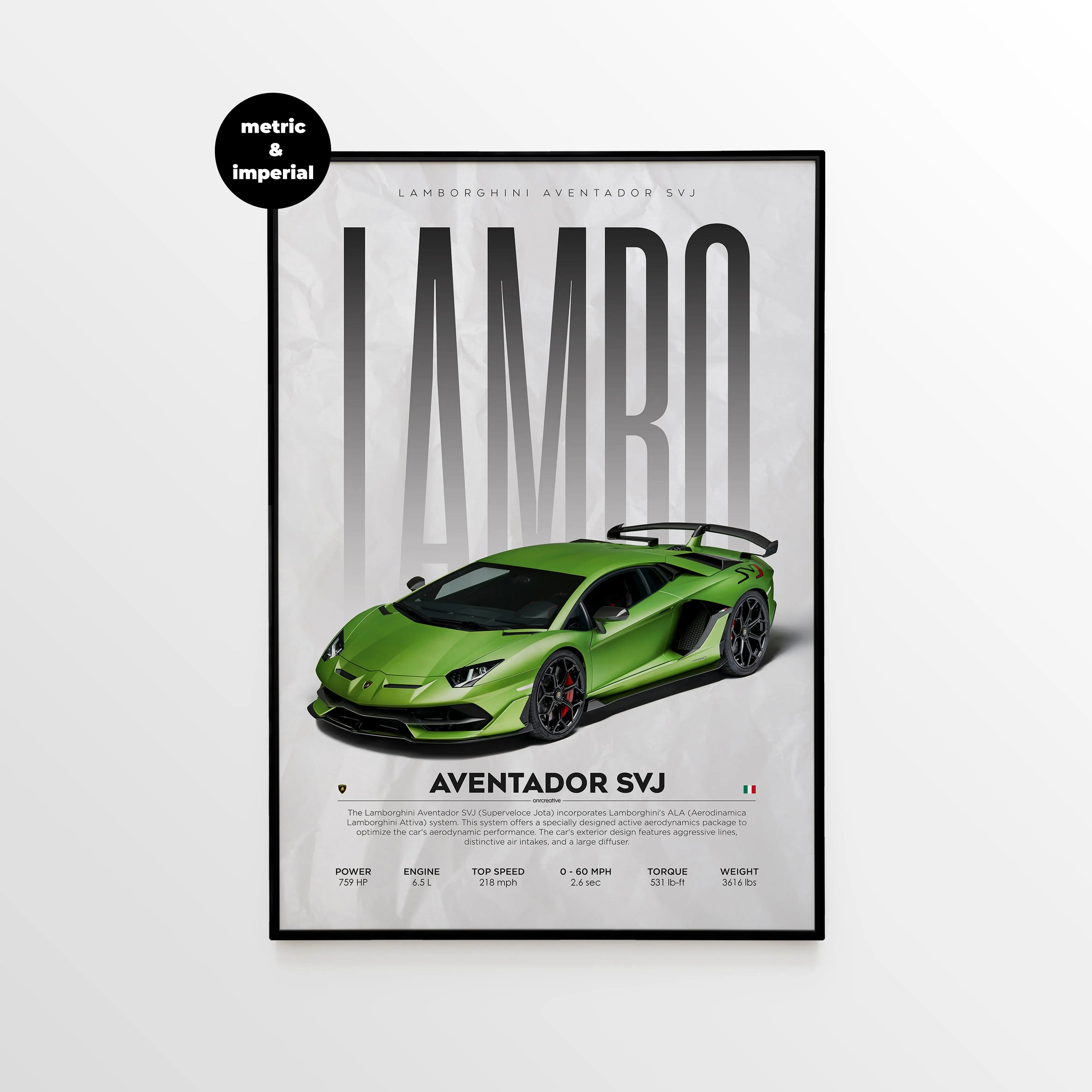 Lamborghini Aventador SVJ Car Poster - image 1