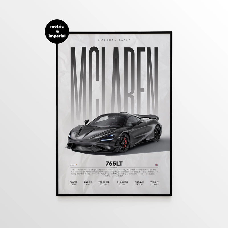 McLaren 765LT Car Poster