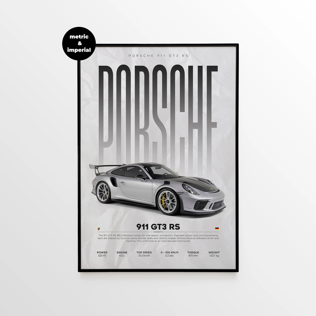 Porsche 911 GT3 RS 991.2 Weissach Package Car Poster - image 1