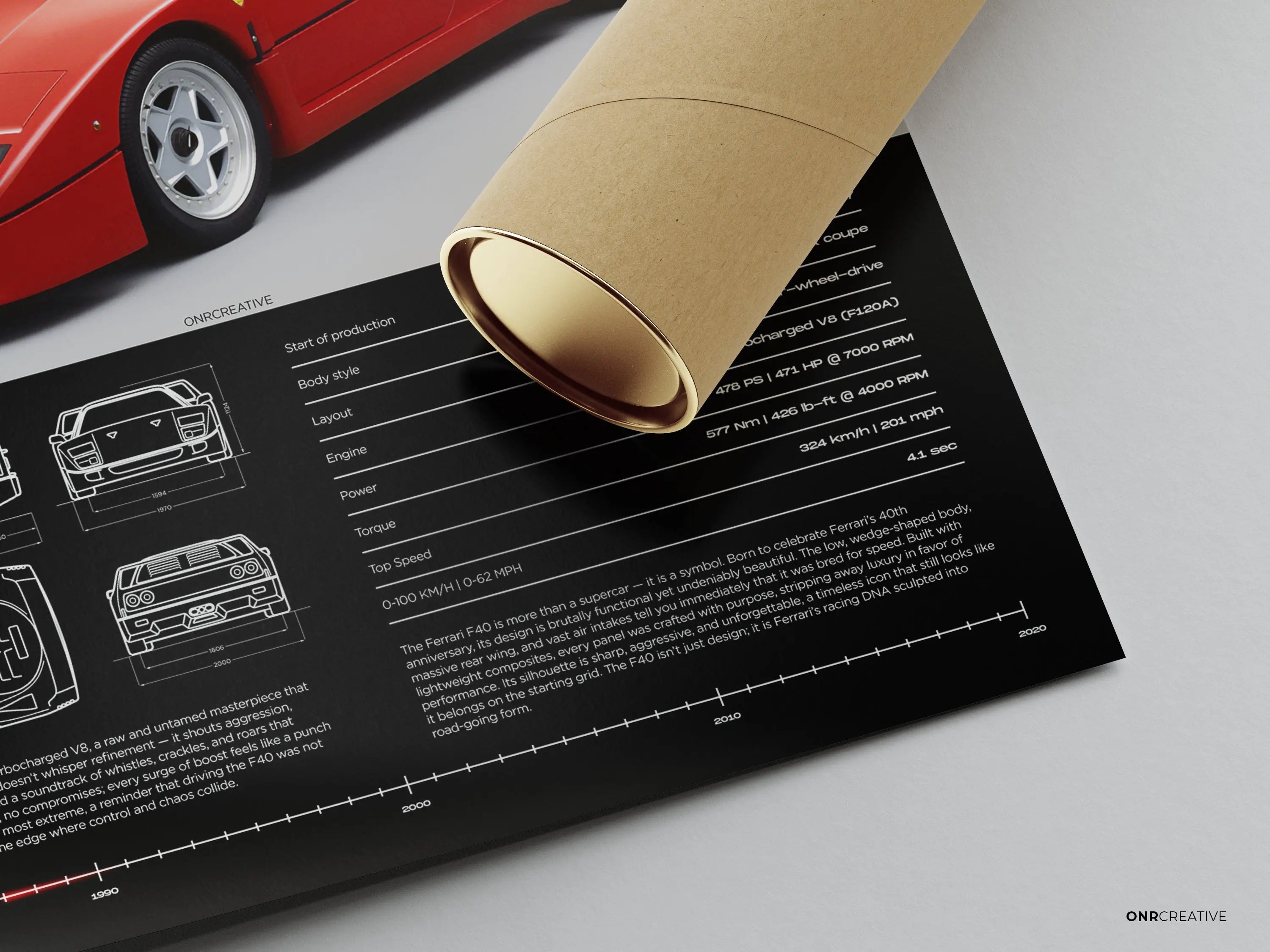 Ferrari F40 Car Poster - image 3