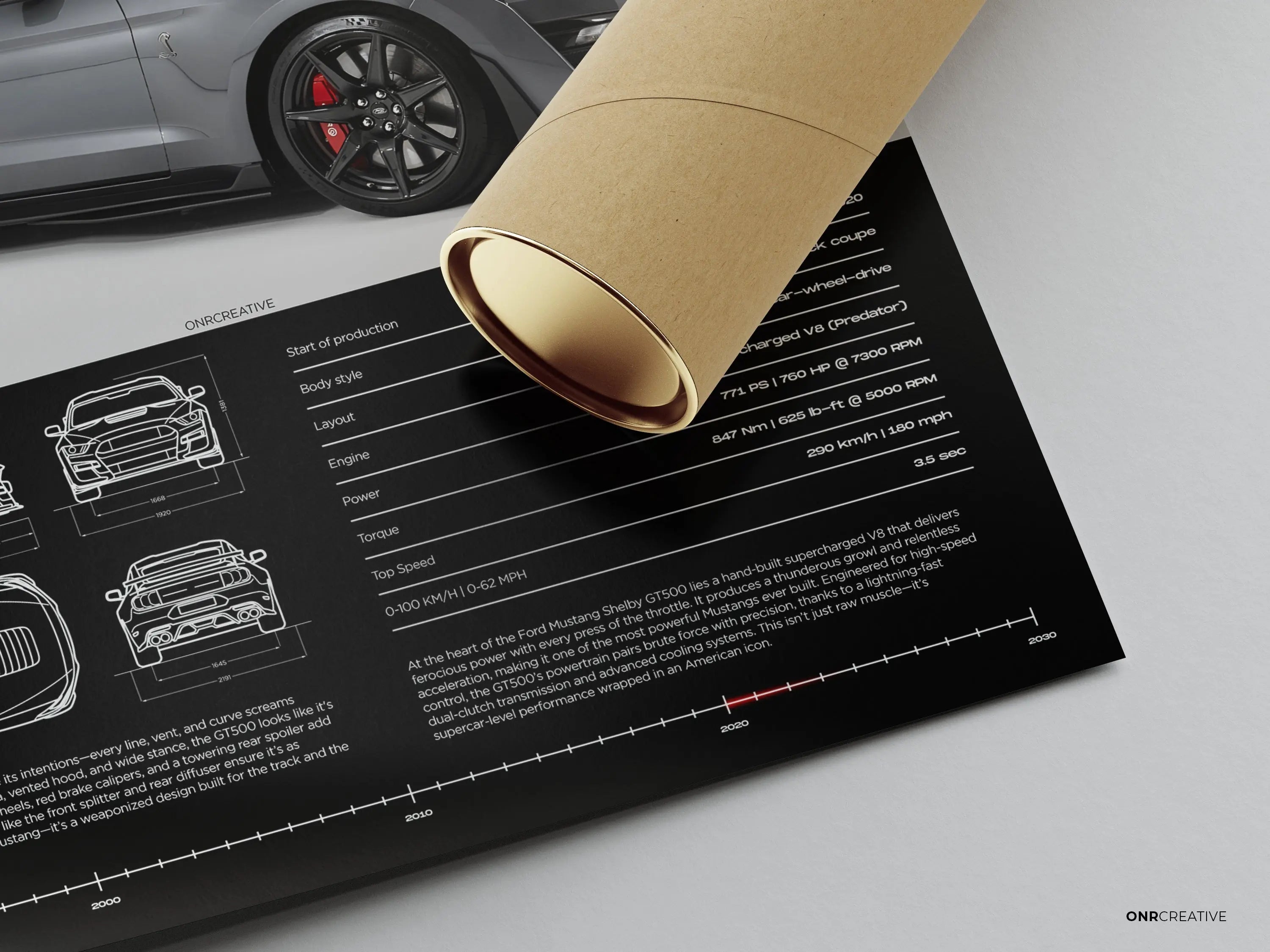 Ford Mustang Shelby GT500 Car Poster - image 4