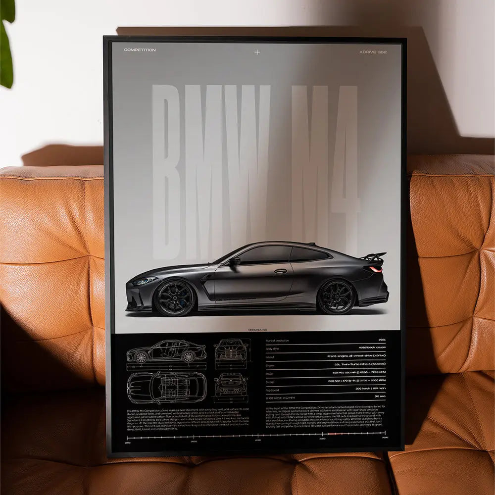 BMW M4 Competition G82 Car Poster - image 2