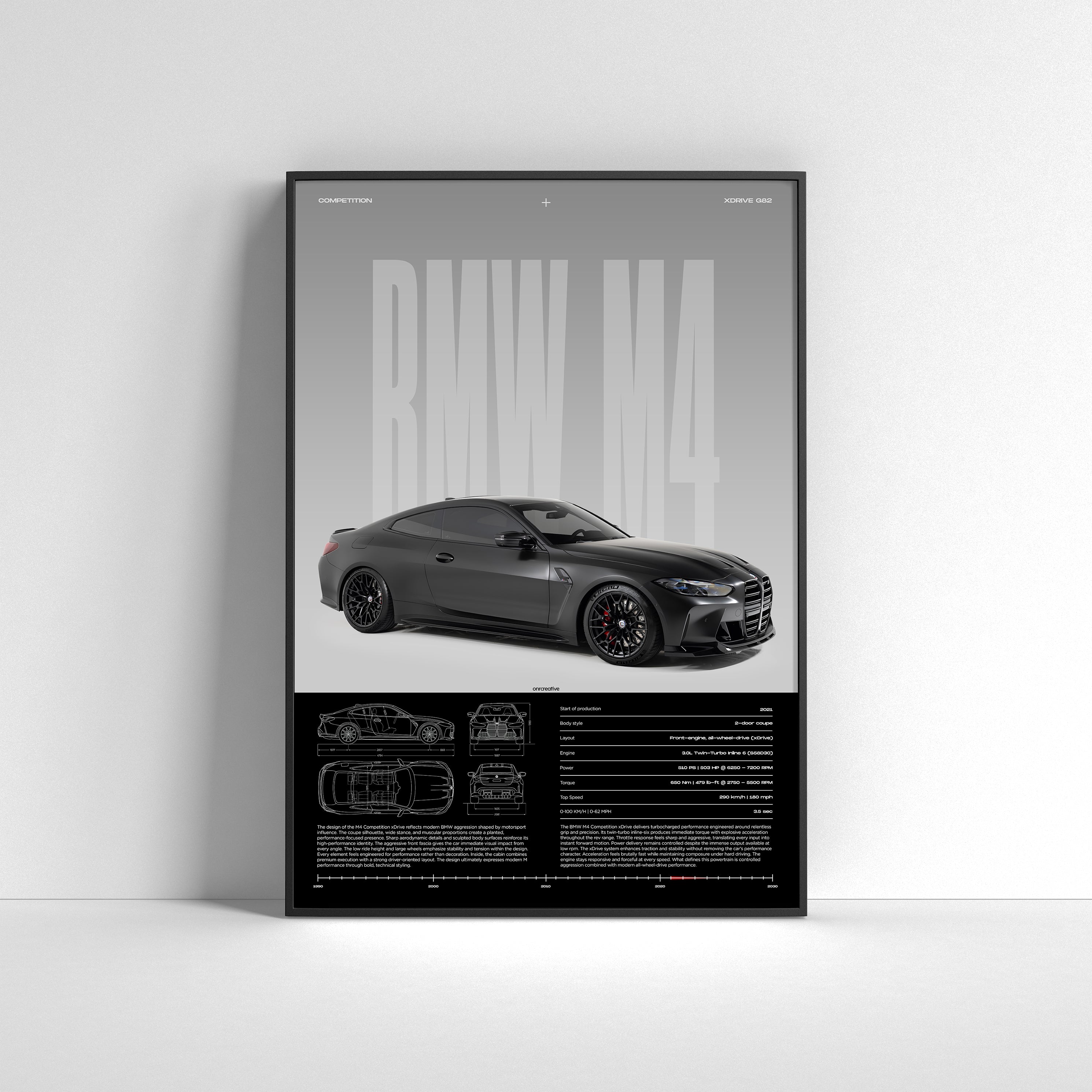 BMW M4 Competition (G82) Car Poster - image 4