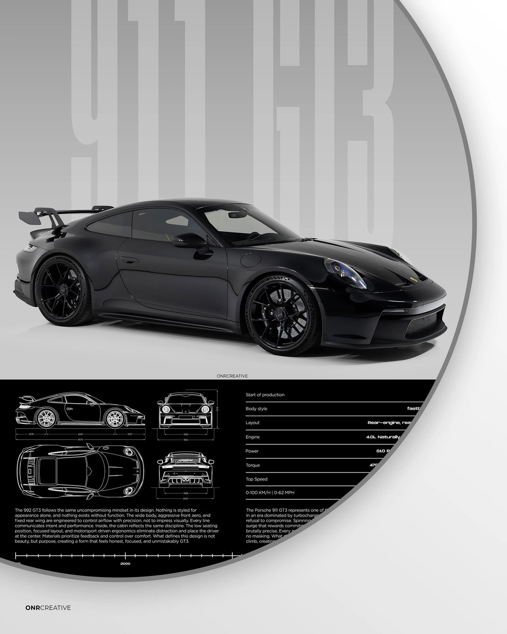 Porsche 911 GT3 992 Car Poster - image 3