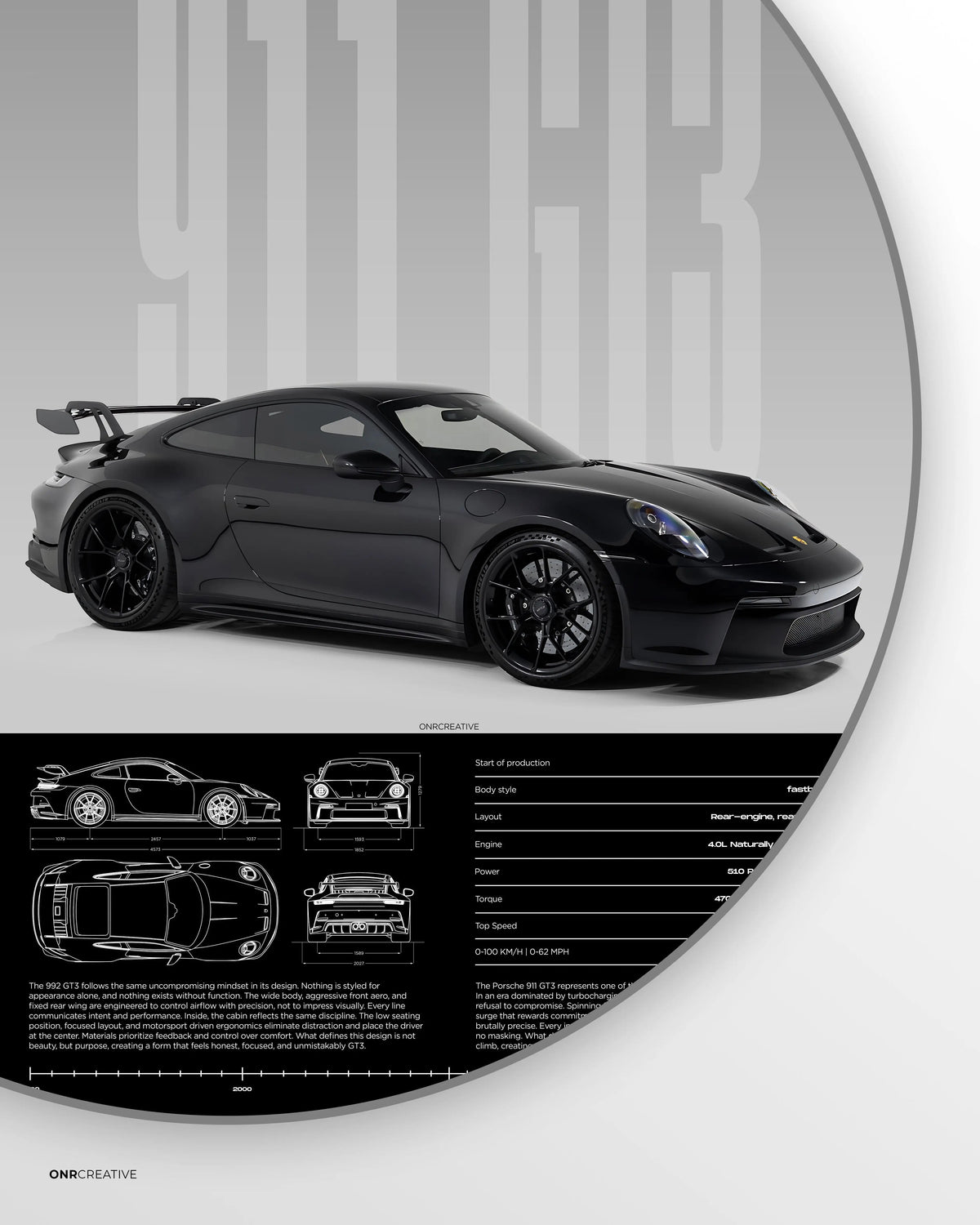Porsche 911 GT3 992 Car Poster - image 3