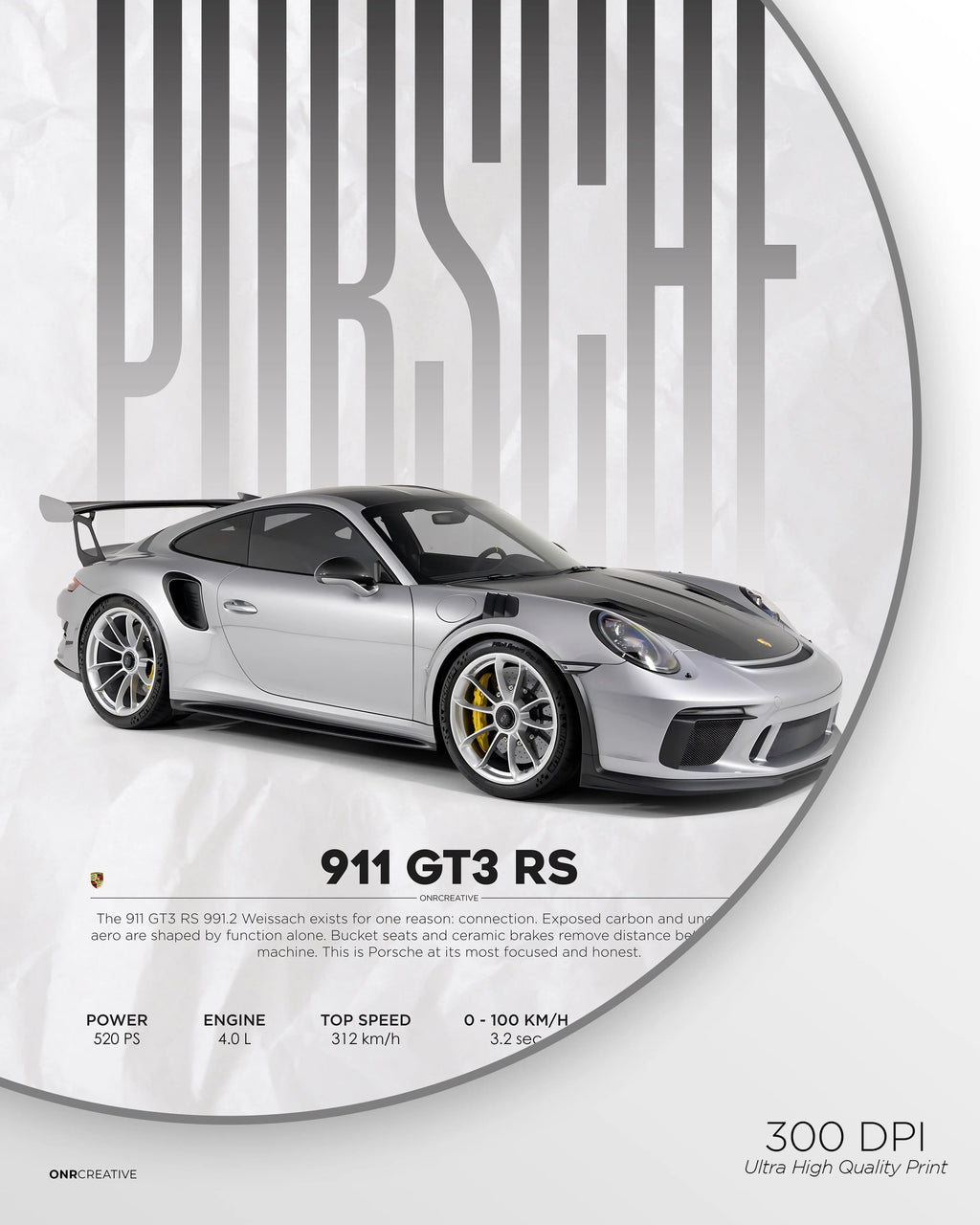 Porsche 911 GT3 RS 991.2 Weissach Package Car Poster - image 5