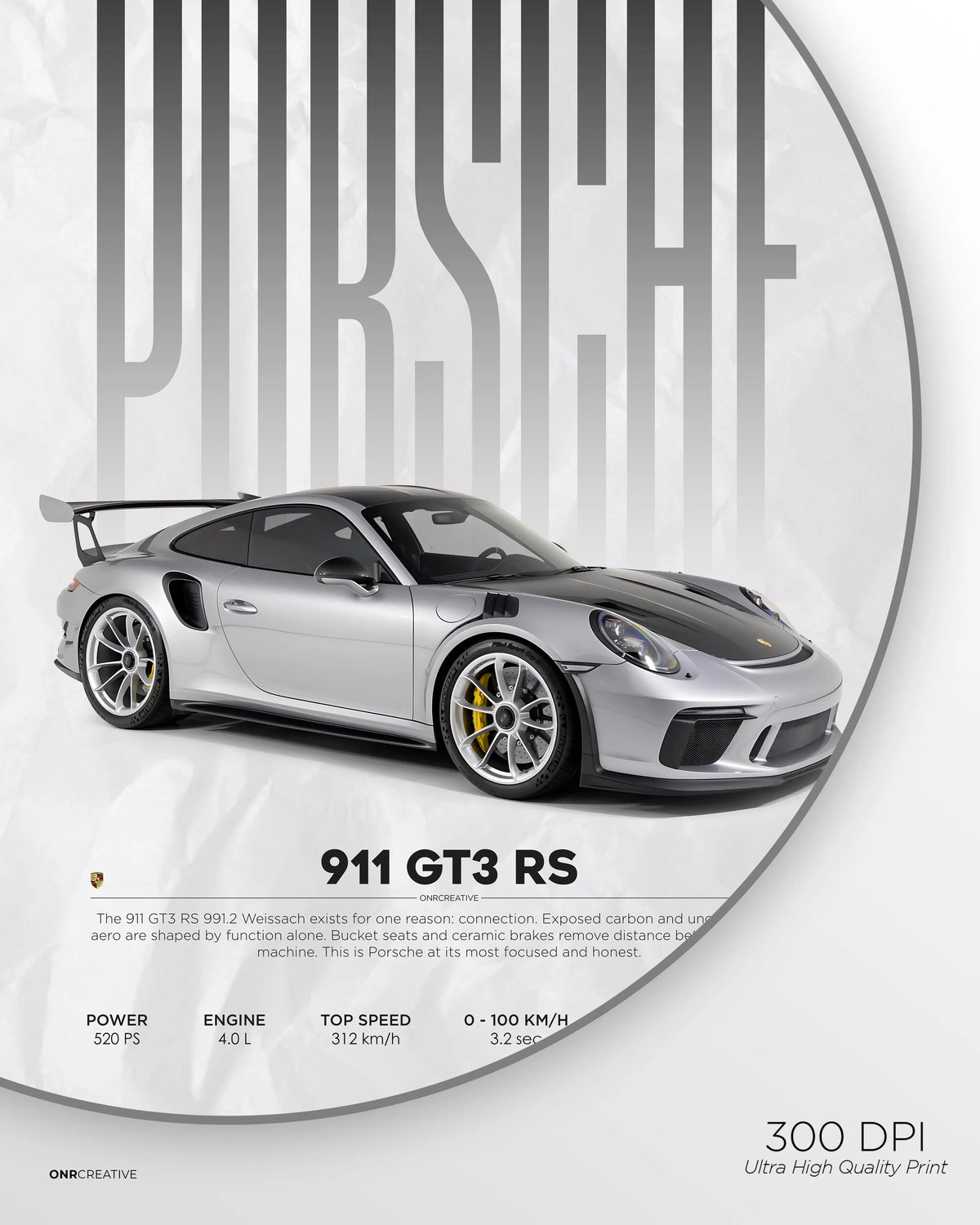 Porsche 911 GT3 RS 991.2 Weissach Package Car Poster - image 5